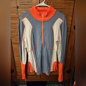 FP Movement Orange and Blue Quarter-Zip, Size L